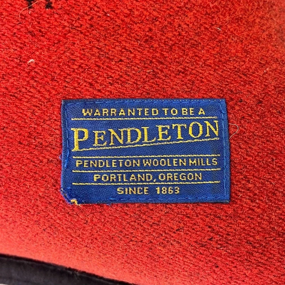 Pendleton Wool Reversible Turtle Geometric Throw Pillow Red Black 20x20 Feather